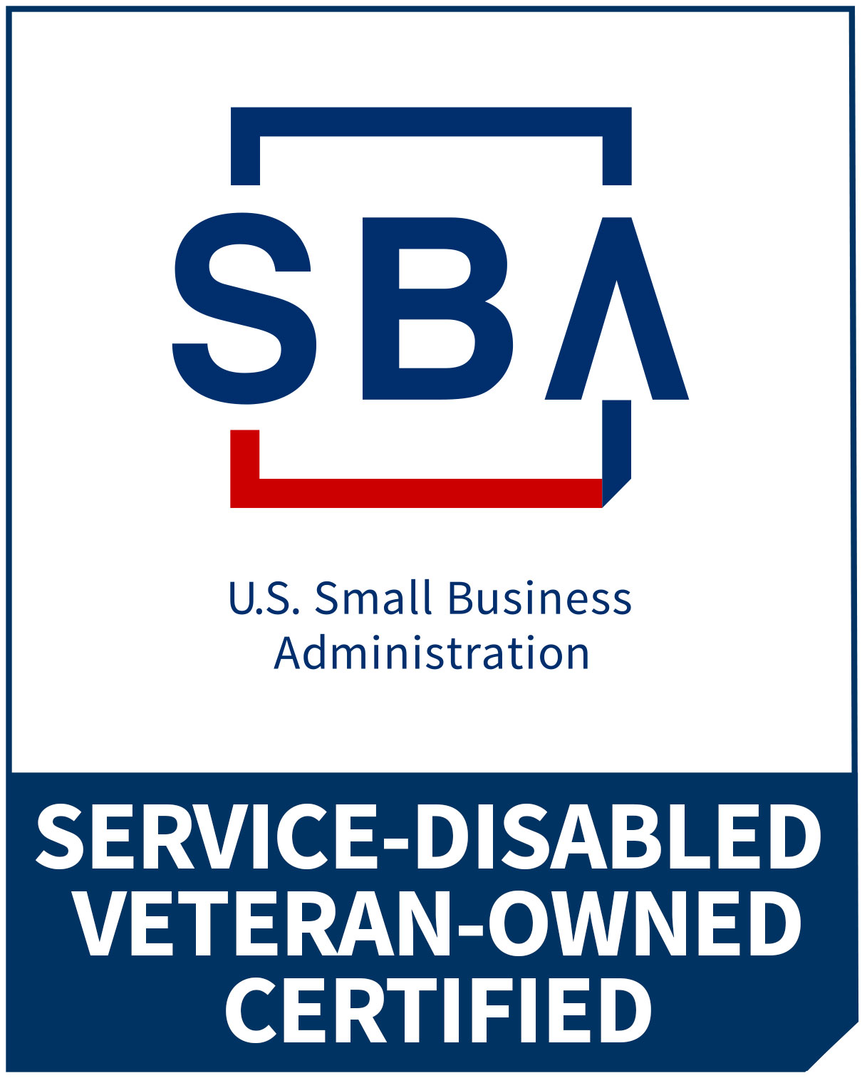 SBA certified Service-Disabled Veteran-Owned Small Business (SDVOSB) badge