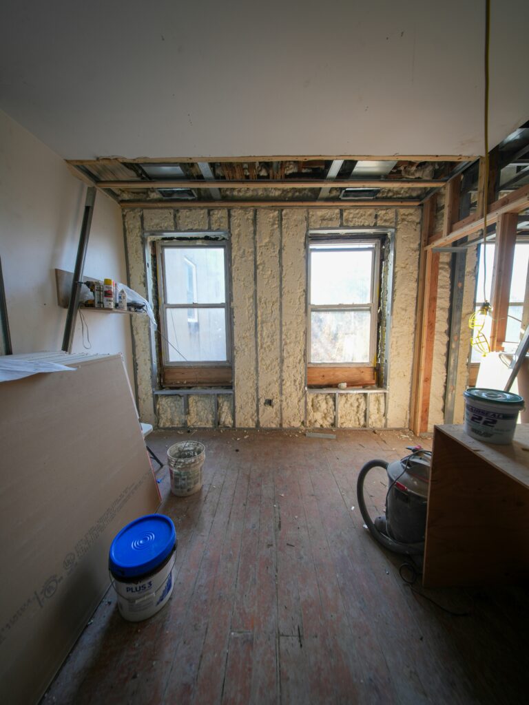 Interior framing during a renovation